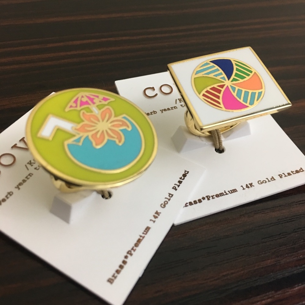 Set of 2 Covet Ariella Collection cocktail statement rings Tropical Resort